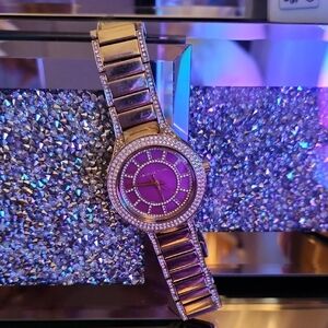 Michael Kors Gold Watch with Purple Dial and Diamonds. IT IS GOLD IN COLOR